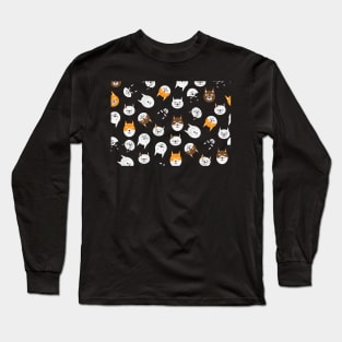Cute Cats Pattern - Orange, Black, Brown and White Long Sleeve T-Shirt